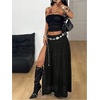 image:imageRoseSeek Womens Western Boho Lace Maxi Skirt Low Rise High Slit Flowy Country Cowgirl Skirts Trendy OutfitsBlack