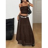 image:imageRoseSeek Womens Western Boho Lace Maxi Skirt Low Rise High Slit Flowy Country Cowgirl Skirts Trendy OutfitsCoffee Brown