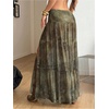 image:imageRoseSeek Womens Western Boho Lace Maxi Skirt Low Rise High Slit Flowy Country Cowgirl Skirts Trendy OutfitsGreen