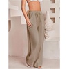 image:imageRoseSeek Womens Wide Leg Linen Pants Swimsuit Cover Ups Beach Pants Summer Vacation Outfits 2026Khaki Brown