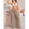 image:imageRoseSeek Womens Wide Leg Linen Pants Swimsuit Cover Ups Beach Pants Summer Vacation Outfits 2026Khaki Brown