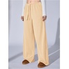 image:imageRoseSeek Womens Wide Leg Ribbed Knit Pants Drawstring Waist Low Rise Casual Long TrousersApricot Beige