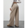 image:imageRoseSeek Womens Wide Leg Ribbed Knit Pants Drawstring Waist Low Rise Casual Long TrousersBrown