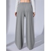 image:imageRoseSeek Womens Wide Leg Ribbed Knit Pants Drawstring Waist Low Rise Casual Long TrousersGrey