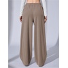 image:imageRoseSeek Womens Wide Leg Ribbed Knit Pants Drawstring Waist Low Rise Casual Long TrousersKhaki