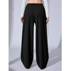 image:imageRoseSeek Womens Wide Leg Ribbed Knit Pants Drawstring Waist Low Rise Casual Long TrousersSolid Black