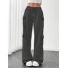 image:imageRoseSeek Womens Wide Leg Sweatpants Drawstring Waist Baggy Cargo Pants Casual Trousers with PocketsDark Grey