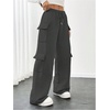 image:imageRoseSeek Womens Wide Leg Sweatpants Drawstring Waist Baggy Cargo Pants Casual Trousers with PocketsDark Grey