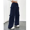 image:imageRoseSeek Womens Wide Leg Sweatpants Drawstring Waist Baggy Cargo Pants Casual Trousers with PocketsDeep Blue