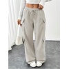 image:imageRoseSeek Womens Wide Leg Sweatpants Drawstring Waist Baggy Cargo Pants Casual Trousers with PocketsPure Grey