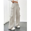 image:imageRoseSeek Womens Wide Leg Sweatpants Drawstring Waist Baggy Cargo Pants Casual Trousers with PocketsPure Grey