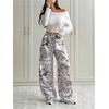 image:imageRoseSeek Womens Y2K Camo Maple Leaf Print Sweatpants Baggy Hip Pop Elastic Waist Long Pants StreetwearGrey Camo