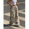 image:imageRoseSeek Womens Y2K Camo Maple Leaf Print Sweatpants Baggy Hip Pop Elastic Waist Long Pants StreetwearKhaki