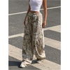 image:imageRoseSeek Womens Y2K Camo Maple Leaf Print Sweatpants Baggy Hip Pop Elastic Waist Long Pants StreetwearKhaki