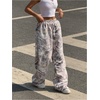 image:imageRoseSeek Womens Y2K Camo Maple Leaf Print Sweatpants Baggy Hip Pop Elastic Waist Long Pants StreetwearMulticolor