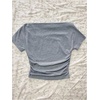 image:imageRoseSeek Womens Y2K Hibiscus Floral Graphic Tees Short Sleeve Ruched Off The Shoulder Tops Cute T ShirtsLight Grey