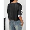 image:imageRoseSeek Womens Y2K Lace Mesh Jersey Shirts V Neck Short Sleeve Off The Shoulder Tops Crop Graphic TeesBlack
