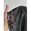image:imageRoseSeek Womens Y2K Lace Mesh Jersey Shirts V Neck Short Sleeve Off The Shoulder Tops Crop Graphic TeesBlack