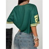 image:imageRoseSeek Womens Y2K Lace Mesh Jersey Shirts V Neck Short Sleeve Off The Shoulder Tops Crop Graphic TeesDark Green