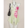 image:imageRoseSeek Womens Y2K Paisley Floral Halter Tops Summer Going Out Sleeveless Low Cut Ruffle Hem Flowy Tank TopMulticolor Beige