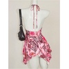 image:imageRoseSeek Womens Y2K Paisley Floral Halter Tops Summer Going Out Sleeveless Low Cut Ruffle Hem Flowy Tank TopPink