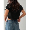 image:imageRoseSeek Womens Y2K Short Sleeve Crop T Shirts Striped Letter Graphic Tees Music Festival Crop TopsBlack