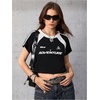 image:imageRoseSeek Womens Y2K Short Sleeve Crop T Shirts Striped Letter Graphic Tees Music Festival Crop TopsBlack White
