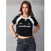image:imageRoseSeek Womens Y2K Short Sleeve Crop T Shirts Striped Letter Graphic Tees Music Festival Crop TopsBlack White