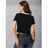 image:imageRoseSeek Womens Y2K Short Sleeve Crop T Shirts Striped Letter Graphic Tees Music Festival Crop TopsBlack White