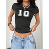 image:imageRoseSeek Womens Y2K Sporty Jersey Shirts V Neck Sleeve Tight Cropped Tees Street Graphic Summer TopBlack