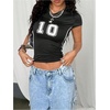 image:imageRoseSeek Womens Y2K Sporty Jersey Shirts V Neck Sleeve Tight Cropped Tees Street Graphic Summer TopBlack