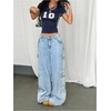 image:imageRoseSeek Womens Y2K Sporty Jersey Shirts V Neck Sleeve Tight Cropped Tees Street Graphic Summer TopDeep Blue