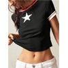 image:imageRoseSeek Womens Y2K Star Patched Crop Tee Tops Short Sleeve Ribbed Summer Vintage Tight ShirtBlack