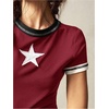 image:imageRoseSeek Womens Y2K Star Patched Crop Tee Tops Short Sleeve Ribbed Summer Vintage Tight ShirtRed
