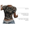 image:imageRoseSeek Womens Y2k Camo Maple Leaf Print Crop T Shirts Crew Neck Short Sleeve Slim Fit Tops Grunge Going OutBlack
