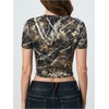image:imageRoseSeek Womens Y2k Camo Maple Leaf Print Crop T Shirts Crew Neck Short Sleeve Slim Fit Tops Grunge Going OutMulticolor
