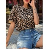 image:imageRoseSeek Womens Y2k Cheetah Print Top Leopard Print Tops Short Sleeve Loose Basic Animal Print Summer T ShirtBrown