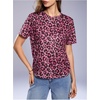 image:imageRoseSeek Womens Y2k Cheetah Print Top Leopard Print Tops Short Sleeve Loose Basic Animal Print Summer T ShirtMulticolor Pink