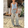 image:imageRoseSeek Womens Y2k Crop Camisole Tops Tie Front V Neck Vacation Top Spaghetti Strap Summer Tank TopBlue and White