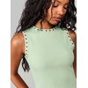 image:imageRoseSeek Womens Y2k Grommet Ribbed Knit Tank Top Mock Neck Sleeveless Summer Crop TopsMint Green