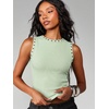 image:imageRoseSeek Womens Y2k Grommet Ribbed Knit Tank Top Mock Neck Sleeveless Summer Crop TopsMint Green