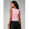 image:imageRoseSeek Womens Y2k Grommet Ribbed Knit Tank Top Mock Neck Sleeveless Summer Crop TopsPink