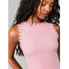 image:imageRoseSeek Womens Y2k Grommet Ribbed Knit Tank Top Mock Neck Sleeveless Summer Crop TopsPink