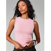 image:imageRoseSeek Womens Y2k Grommet Ribbed Knit Tank Top Mock Neck Sleeveless Summer Crop TopsPink