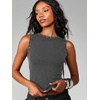 image:imageRoseSeek Womens Y2k Grommet Ribbed Knit Tank Top Mock Neck Sleeveless Summer Crop TopsPure Black