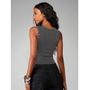 image:imageRoseSeek Womens Y2k Grommet Ribbed Knit Tank Top Mock Neck Sleeveless Summer Crop TopsPure Black