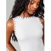 image:imageRoseSeek Womens Y2k Grommet Ribbed Knit Tank Top Mock Neck Sleeveless Summer Crop TopsWhite