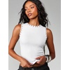 image:imageRoseSeek Womens Y2k Grommet Ribbed Knit Tank Top Mock Neck Sleeveless Summer Crop TopsWhite