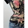 image:imageRoseSeek Womens Y2k Grunge Graphic Tees Short Sleeve 2 in 1 Halter T Shirts Vintage StreetwearBlack