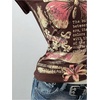 image:imageRoseSeek Womens Y2k Grunge Graphic Tees Short Sleeve 2 in 1 Halter T Shirts Vintage StreetwearBrown